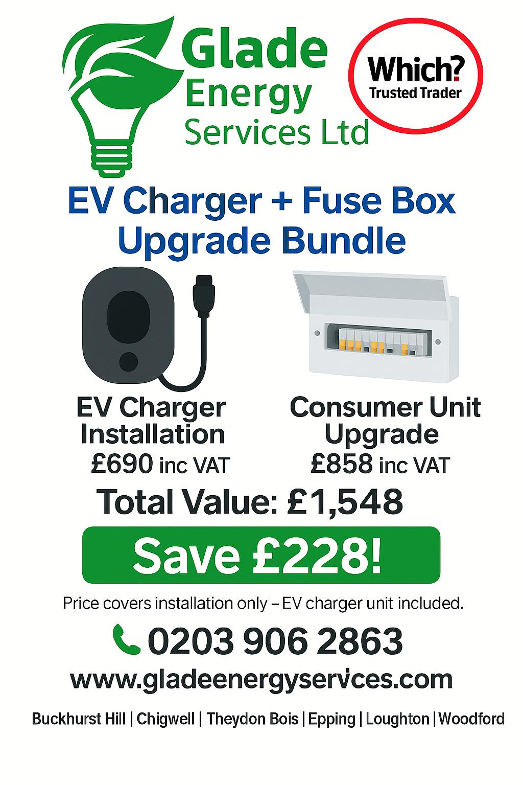 Glade Energy Services Special Offer - EV Charger Installation + Consumer Unit Upgrade